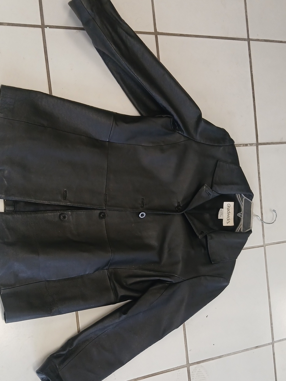 Chadwicks Black Leather Button-Front Jacket